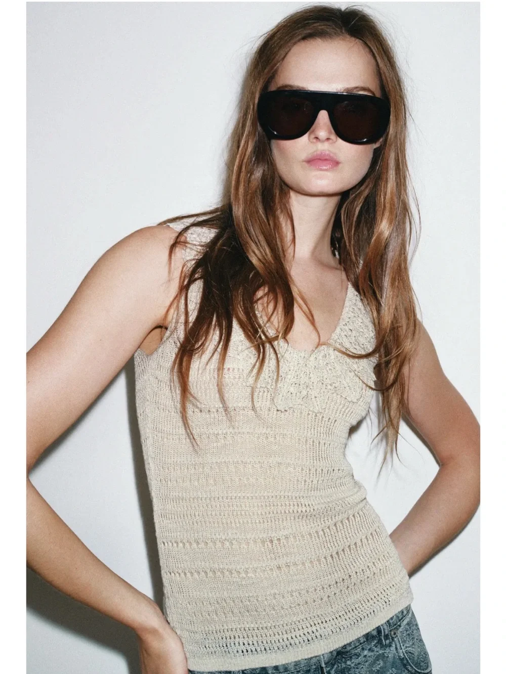 Zara Pointelle Ruffle Top - Picture 4 of 5